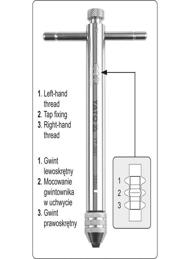 Yato YT-2997 Ratchet Tap Wrench M3-M10|Tap Wrench Handle|Tap Wrench Set|Tap Wrench Adjustable|Tap wrennch 1/4|Steel|Rust resistance|Chrome Finished|Mechanical|Automobile|Industrial Tools|Power Tools - Image 3